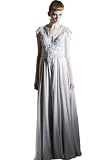 Orifashion Dramatic Grey Long Evening Dress With Beaded Lace Top