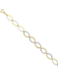 14K & Rhodium Fancy Oval Bracelet