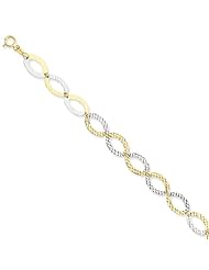 14k & Rhodium Fancy Oval Bracelet, Best Quality Free Gift Box Satisfaction Guaranteed