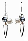 Image of Kit Heath Sterling Silver 50CVSLP Ladies Grey and White Fresh Water Pearl Drop Earrings
