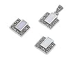 Sterling Silver Marcasite Pendant and Earrings Set - Mother of Pearl