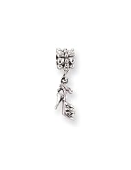 High Heel Shoe Dangle Charm in Silver for 3mm Charm Bracelets