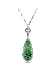 6.44Ct Pear Cut Emerald & Diamond Pendant 14K Gold