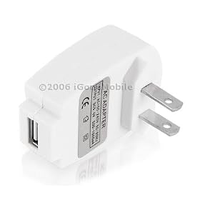 Universal USB Wall Charger for Apple Ipod Mp3 Shuffle Nano Video Touch Classic Iphone, Microsoft Zune 30gb 80gb 4gb 8gb, Sandisk Sansa