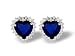 14K White Gold Genuine Heart Sapphire and Diamond Earrings