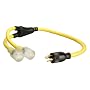 Coleman Cable 01924 3-Feet 12/4 Generator Power Cord Adapter, L14-20P to (2) 5-20R