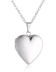 14k Gold Polished Heart Locket Necklace, 18"