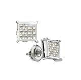 1.00 ctw. Invisible Set Diamond Stud Earring 14k. White Gold