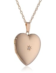 14k Yellow Gold Diamond-Accent Heart Locket Necklace, 20"