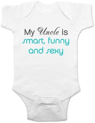 My Uncle is smart, funny and sexy - design 2 - baby one piece bodysuit (6 Months, White)