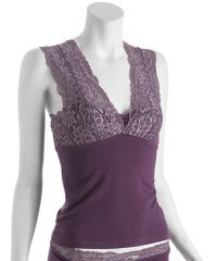 Wendy Glez grape lace & jersey layered camisole