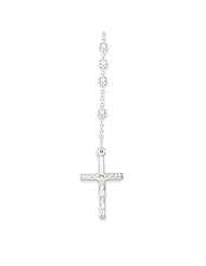 Sterling Silver 18in Rolo Chain Rosary Necklace. Metal Wt- 14.39g