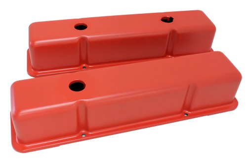 1958-86 Chevy Small Block 283-400 Tall Smooth Steel Valve Covers - Orange