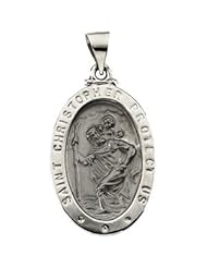 14K White Gold Ov Hollow St. Christopher Mdl