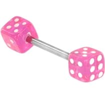 Barbell - Pink DICE Tongue Ring