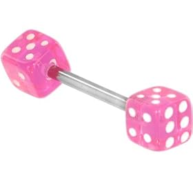 Barbell - Pink DICE Tongue Ring by 
