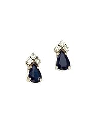 14K Yellow Gold Pear Sapphire and Diamond Earrings