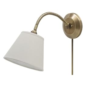 House Of Troy FLX125-AB Flex Collection Wall Sconce Lamp, Antique Brass with Off-White Linen Hardback Shade