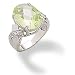 Oval Light Green Crystal and CZ Sterling Silver Over Rhodium Ring