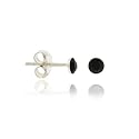 Sterling Silver .925 Black Rhinestone 4mm Small Mini Stud Earrings