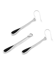 Sterling Silver Onyx Extra Long Tear Drop Earring & Necklace Set