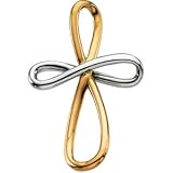 14K Two-Tone Gold Cross Pendant - 39.00x25.25mm