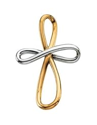 14K Yellow Gold /White Gold 39.00X26.25 mm Two Tone Metal Fashion Cross