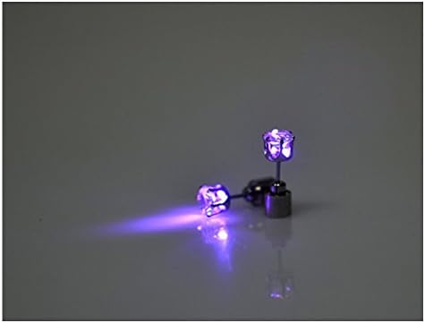 Bravlady® 1 Pair LED Earrings Glowing Light up Ear Drop Crystal Pendant for Disco Party Halloween Christmas Carnival (Purple)