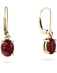 Genuine Ruby 14kt Yellow Gold Lever Back Earrings