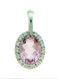  : 14k White Gold Pink Topaz Diamond Bezel Pendant
