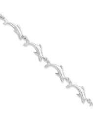14 Karat White Gold Dolphin Bracelet - 8 Inch