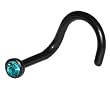 Black BIOPLAST Blue Zircon SWAROVSKI Nose Screw Ring