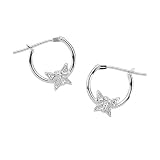 14K White Gold Children's Butterfly Click Hoop Earrings