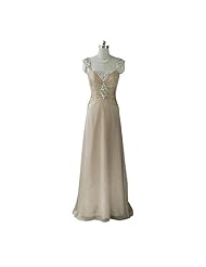 A-line V-neck Basque   Waistline Sleeveless Floor Length Chiffon Lace Beaded Prom Dress 