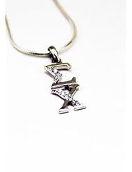 Sigma Chi Sterling Silver Lavaliere set with Lab-Created Diamonds