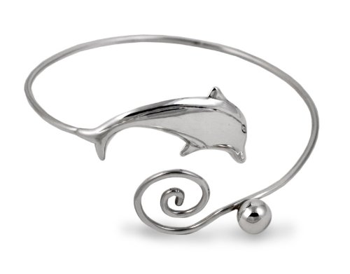 Dolphin Arm Cuff Bracelet in Sterling Silver