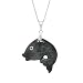 Sterling Silver Charcoal Jade and Sapphire Fish Pendant on Chain, 18"