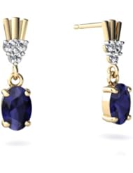 Genuine Sapphire 14kt Yellow Gold Dangle Drop Earrings