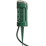Woods 13547 6-Outlet Power Stake Timer w/ Light Sensor & 6-Foot Cord, Green