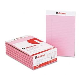 Universal 35853 - Colored Perforated Note Pads, Wide Rule, 5 x 8, Pink, 50-Sheet, Dozen-UNV35853