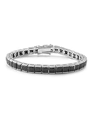 Sterling Silver Black CZ Tennis Bracelet 7.5"