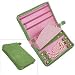 NAPLES ZIPPERED JEWELRY TRAVEL CASE - HANDCRAFTED CHESTS "Naples" Large Zippered Jewelry Travel Case, Grass Green Faux Ostrich/Pink Satin