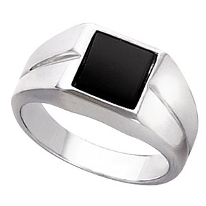 2.9 Ct Onyx Sterling Silver Ring, Size 10 (8mm Buff Top Onyx)