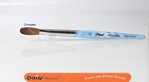 Petal Blue Mable handle Kolinsky Acrylic Nail Brush (12 Crimped) + 1 Daisy Beauty® purse size emery board.