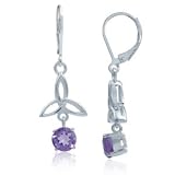 1.8ct. Natural Amethyst 925 Sterling Silver Celtic Knot Leverback Earrings