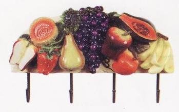 MIXED FRUIT Tile Metal Wall Hanger Key Towel Hooks *NEW*!