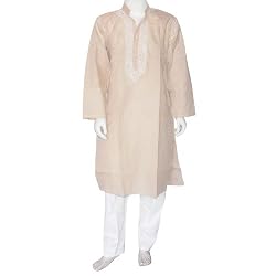 Yoga Clothing Cotton Embroidered Kurta Pajama Size L Chest :42 (gkp611)
