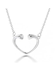 Valentines Day Gifts Bling Jewelry Open Heart Pendant Necklace 925 Silver 16in