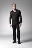 Comfort Stretch Wrinkle Resistant Merino Wool Men's Dress Pants, Flat Front