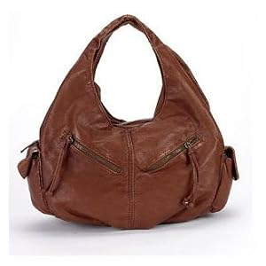 Bueno Brown Distressed Keyhole Hobo Handbag